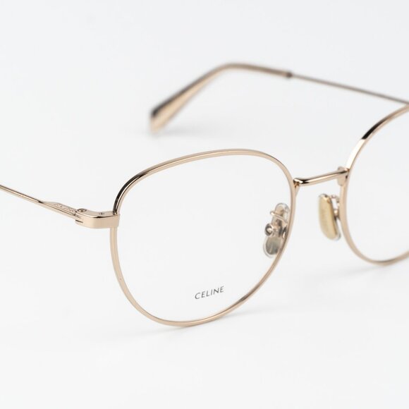 Celine Women Eyeglasses Metal Shiny Rose Gold Demo Round CL50095U 028 BRAND NEW - Picture 8 of 10